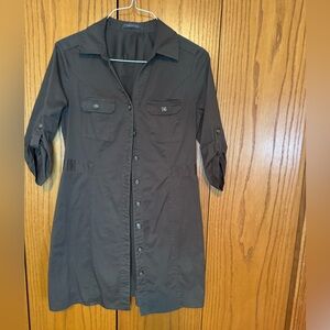 Green Button-Up Shirt Dress